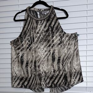 Jennifer Lopez Black and Gray Reptile Patterned Blouse